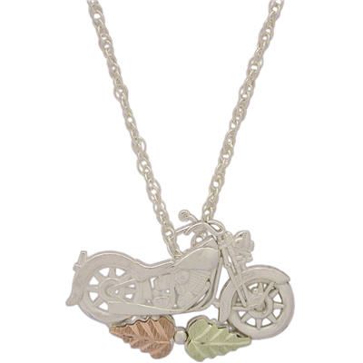 Black Hills Gold Over Silver Motorcyle Pendant