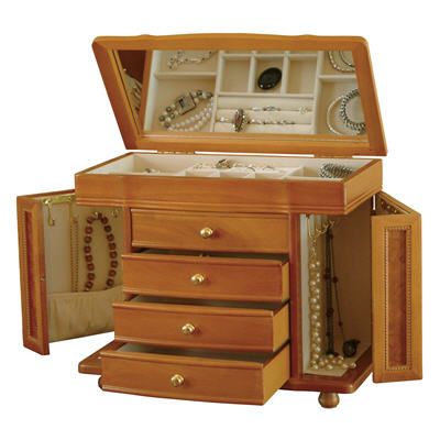 "Josephine" Oak Finish Jewelry Box