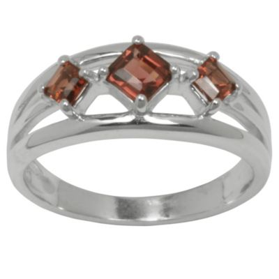 Sterling Silver Square Garnet  Ring