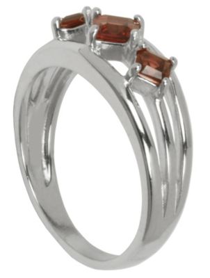 Sterling Silver Square Garnet  Ring