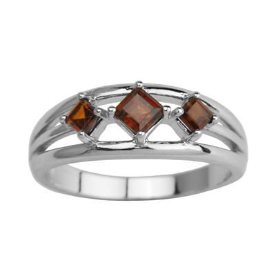Sterling Silver Square Garnet  Ring