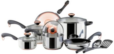 Paula Deen 12pc Stainless Copper Base Cookware Set