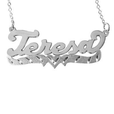 10K White Gold Nameplate Necklace