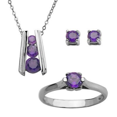 Sterling Silver Amethyst 3 Piece Set