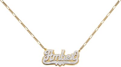 18K Gold over Silver 3D Name Plate Necklace