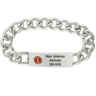 Men's Stainless Steel Medical ID Bracelet 8"