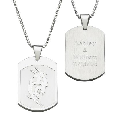 Stainless Steel Tribal Dog Tag Pendant