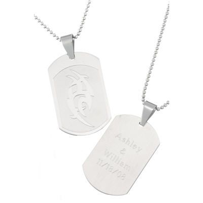 Stainless Steel Tribal Dog Tag Pendant