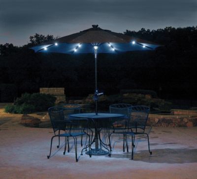 9-ft. Solar Lighted Umbrella -Hunter Green