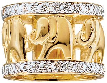 18K Gold Over Silver Elephant Ring