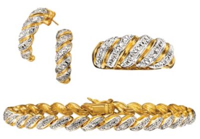 18K Gold Over Silver 3-Piece Jewelry Set