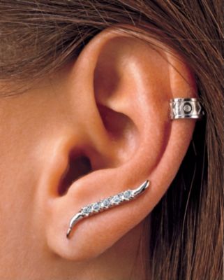 Ear Pins Sterling Silver CZ Ear Pin and XOXO Cuff