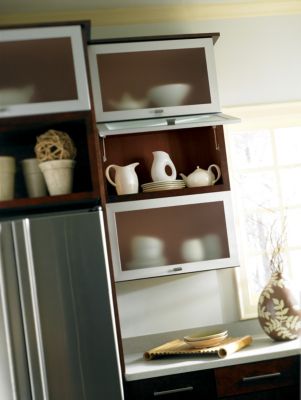Blythe Cherry Cinnamon with Aluminum-Frame Top-Hinge Doors Kitchen Cabinets