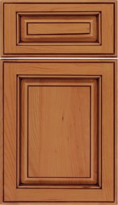 Cherry Raised Panel Square with 5-Piece Drawer Front