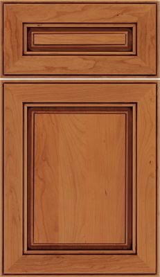 Cherry Raised Panel Square with 5-Piece Drawer Front