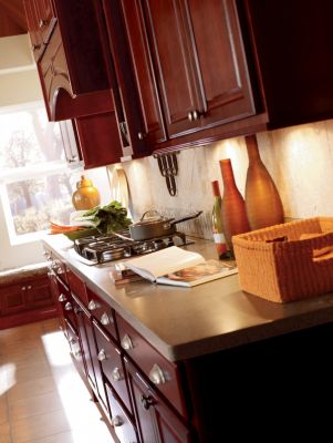 Langston Maple Cranberry Kitchen Cabinets