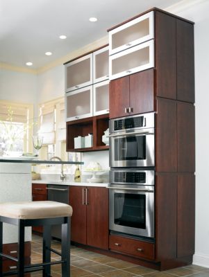 Blythe Cherry Cinnamon with Aluminum-Frame Top-Hinge Doors Kitchen Cabinets