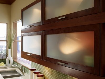 Top-Hinge Glass Doors with Wood Frame (in Cherry Rhubarb)