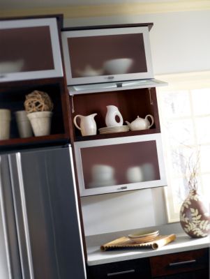 Wall Top-Hinge Door with Aluminum Frame & Frosted Glass