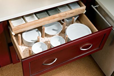 2-Drawer Base with Sliding Shelf and Pegged Dish Organizer
