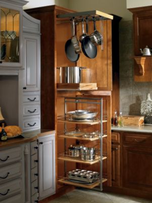 Utility Storage with Pantry Pullout and Pots & Pans Rack