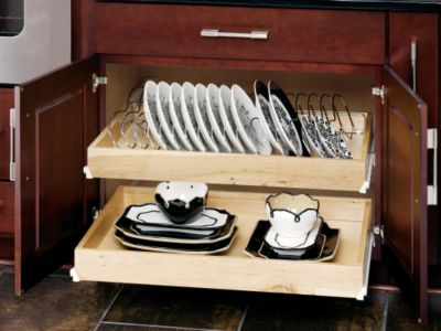 Sliding Shelf with Chrome Dish Organizer