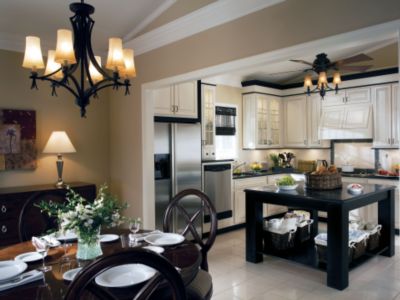 Villa Maple Toasted Almond Glaze & Black Kitchen Cabinets