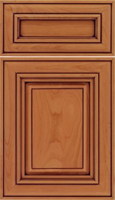 Cherry Raised Panel Square with 5-Piece Drawer Front