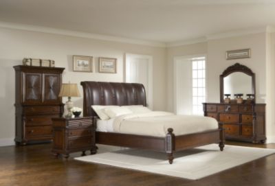 Brettingham Sleigh Leather Bed
