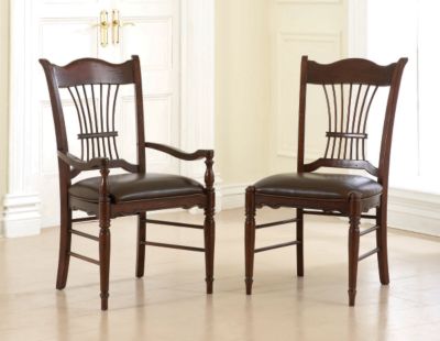 4670-Sheaf Chairs  : Attic Heirlooms Fireside Cherry  Sheaf Back Chairs, Leather