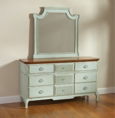 Halsten Kids Two-Tone Drawer Dresser and Mirror