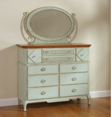 Halsten Kids Two-Tone Tall Dresser and Oval Mirror