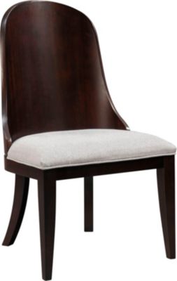 Pinstripe Upholstered Seat/Wood-Back Slipper Chair