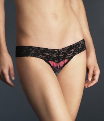 FLIRTY MESH LACE TRIM THONG