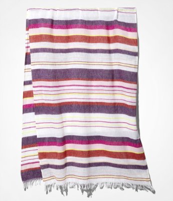 WIDE STRIPE OBLONG SCARF WITH FRINGE