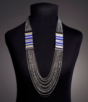BEADED PLAQUE MULTI-CHAIN NECKLACE