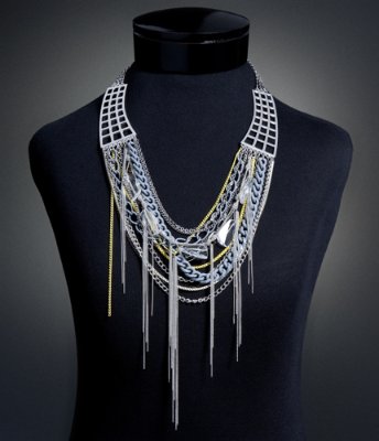 MULTI-COLORED LAYERED CHAIN NECKLACE
