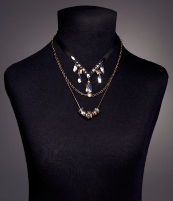 NESTED THREE-STRAND CHARM NECKLACE