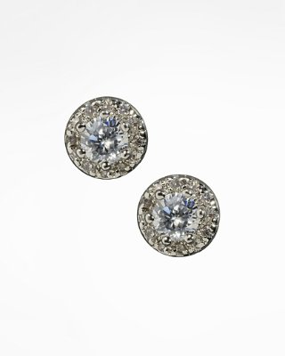 CUBIC ZIRCONIA AND PAVE STUD EARRINGS