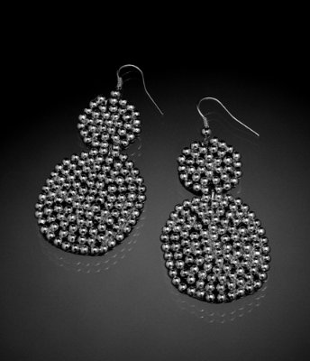 STUDDED LEATHER CIRCLE DROP EARRINGS