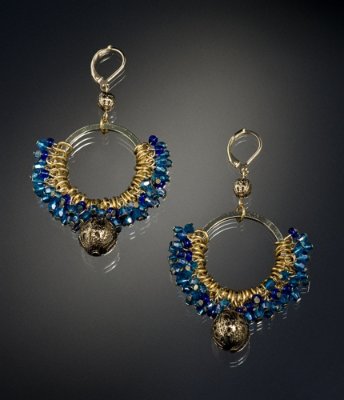 BEADED HOOP DROP EARRINGS