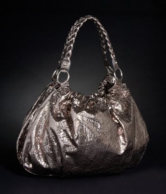 BRAIDED HANDLE SNAKESKIN HOBO BAG