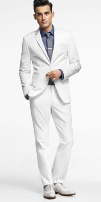 white suit and shoes
