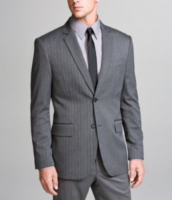 STRETCH COTTON 2-BUTTON JACKET - HERRINGBONE