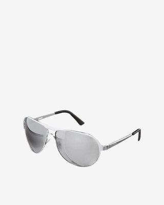 Express Mens Large Metal Aviator Sunglasses Silver, No Size