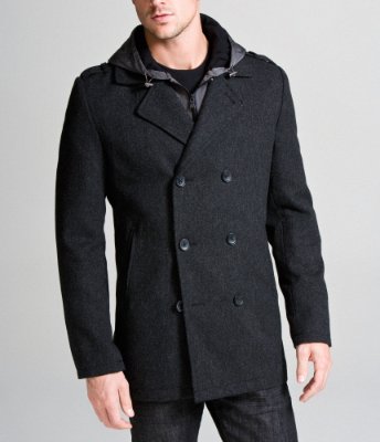 3-IN-1 WOOL PEACOAT - HERRINGBONE