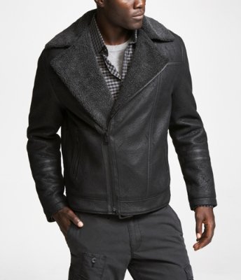 FAUX SHEARLING AVIATOR JACKET