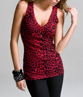LUXE STRETCH SLEEVELESS V-NECK TOP - PRINTED