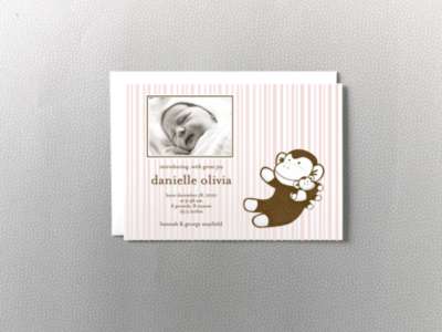 Baby Monkey: Photo Birth Announcement