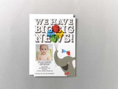 Big News Elephant: Photo Birth Announcement